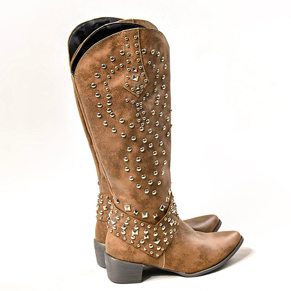 Abbott - Elegant boots with metal studs and solid heel